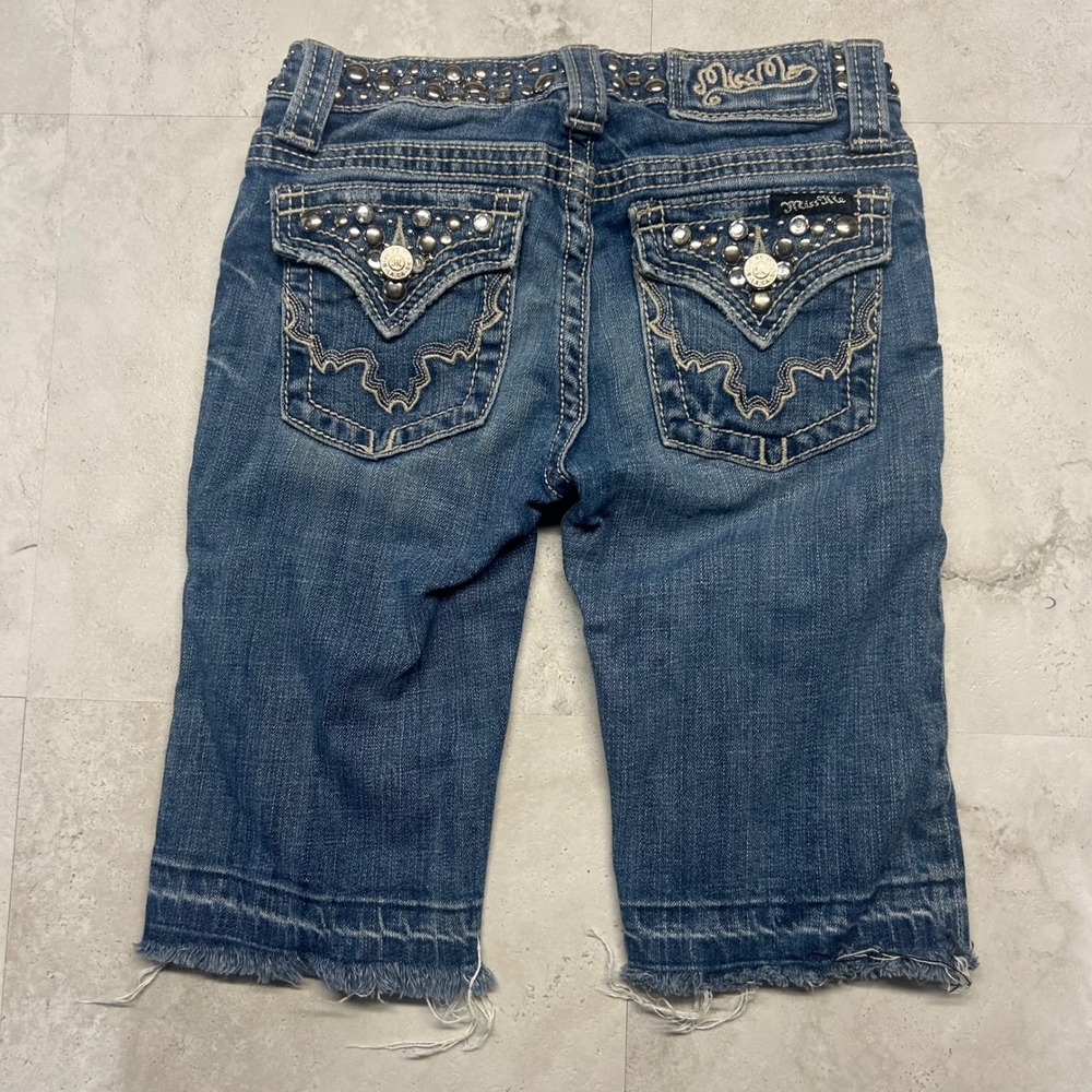 Miss Me Bermuda Shorts Blue Girls Size 12 Studded Rhinestone JPK4288BM Denim